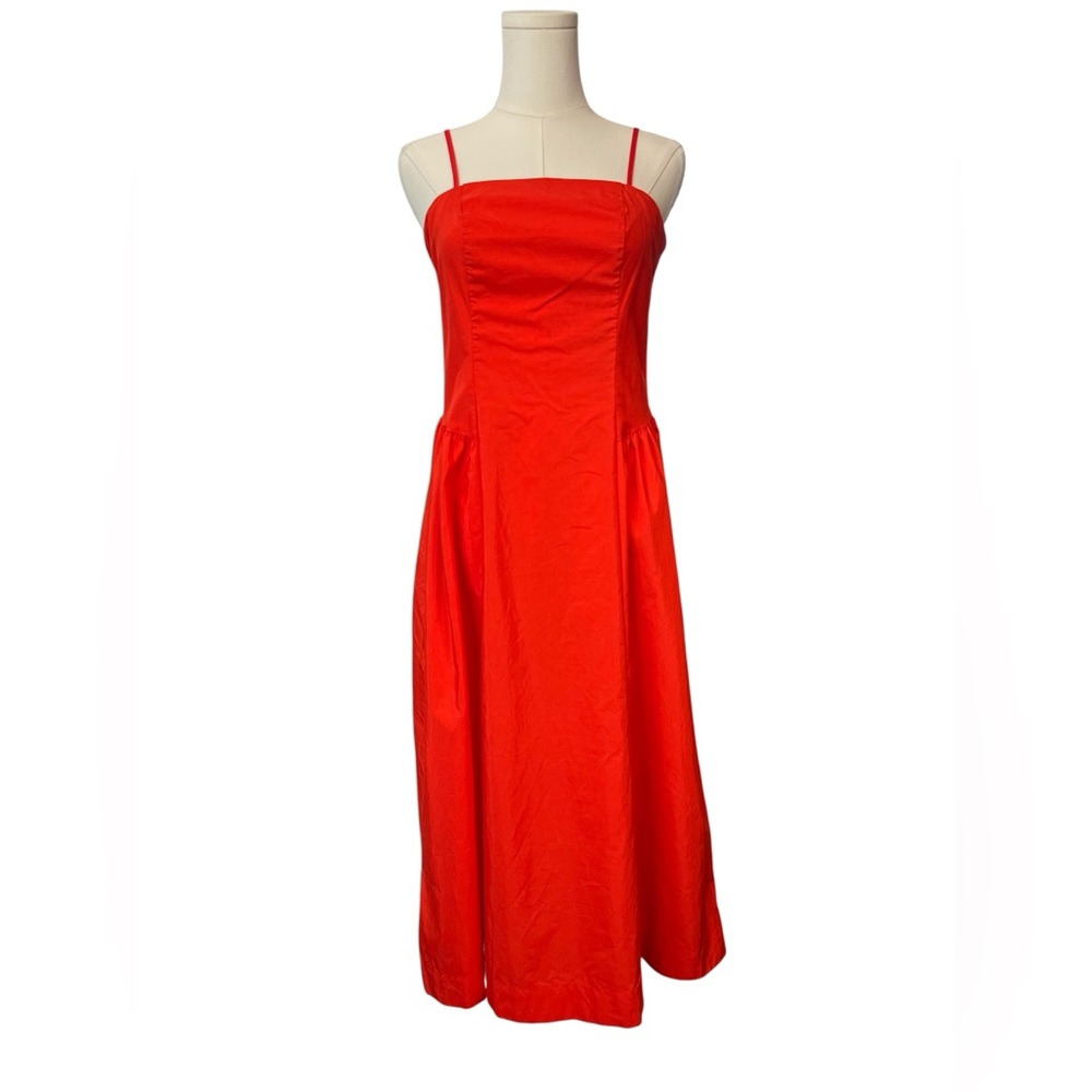 🔵 EUC A NEW DAY Orange/Red Dropped Waist Midi A-Line Dress | Women’s Sz 4
